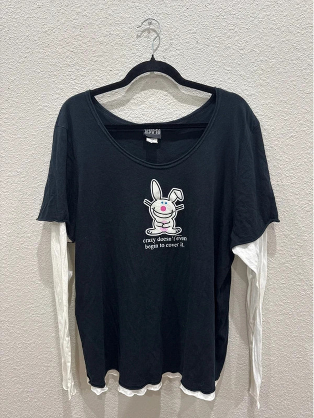 Vintage Y2K Black Rock Happy Bunny Tee 3X
